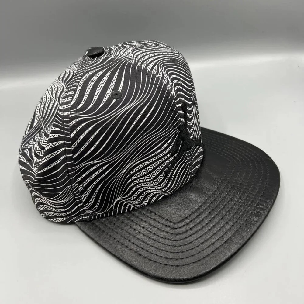 Air Jordan Hat Men Black Wave Pattern‎ Embroidered Logo Jumpman Snap Back Cap